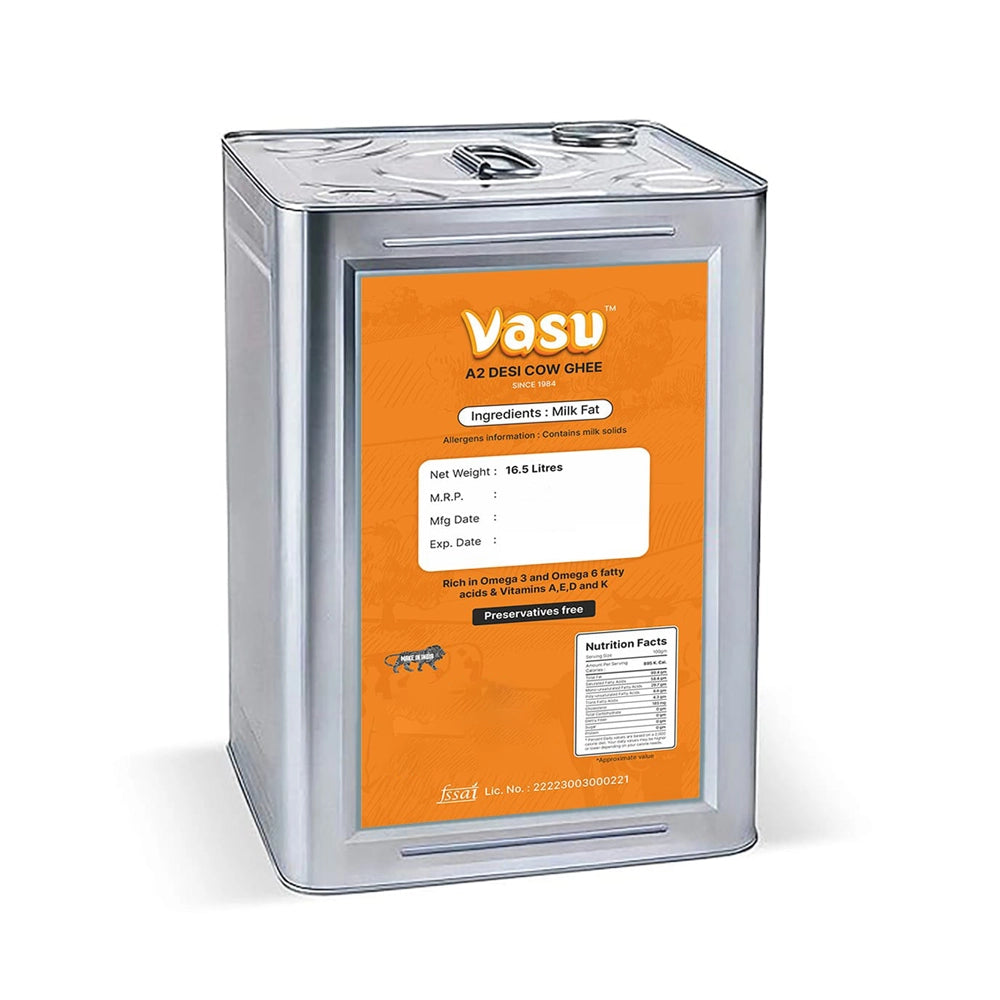 Vasu A2 desi Cow Ghee 16.5 ltr Tin-1